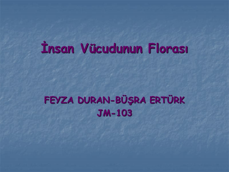 İnsan Vücudunun Florası   FEYZA DURAN-BÜŞRA ERTÜRK JM-103